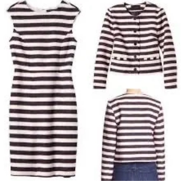 NWT Banana Republic Dress & Blazer Set in navy & red - Size 4 Dress / 6P Blazer - Picture 2 of 10